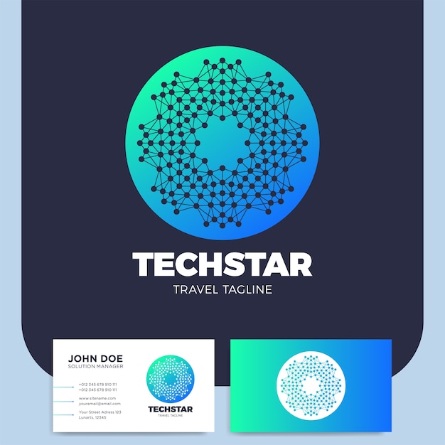 Elemento de diseño de logotipo de red o círculo conectado o logotipo de estrella de línea conectado