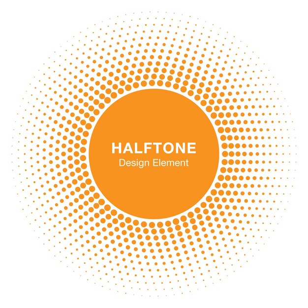Elemento de diseño de logotipo de semitono de círculo soleado Icono de vector de sol Emblema de semitono de sol Ilustración vectorial