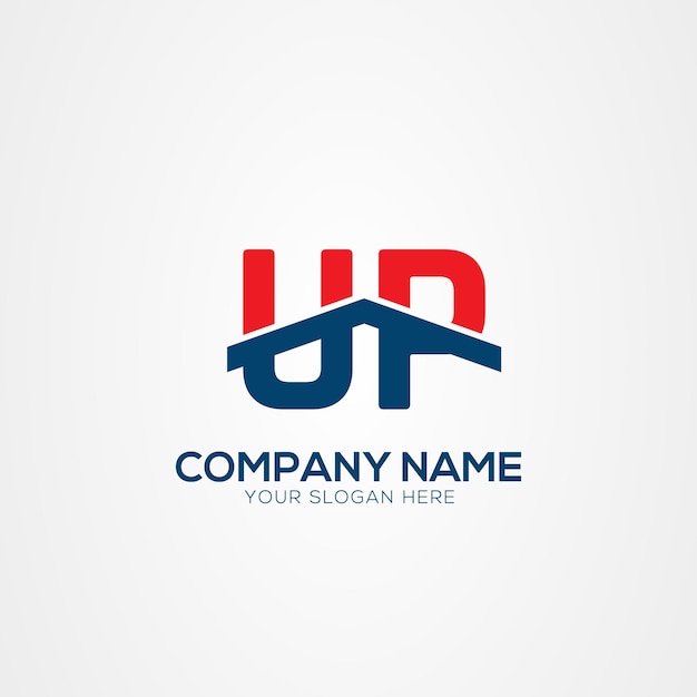 Elemento de diseño del logotipo de UP o PU Creative Modern Letters