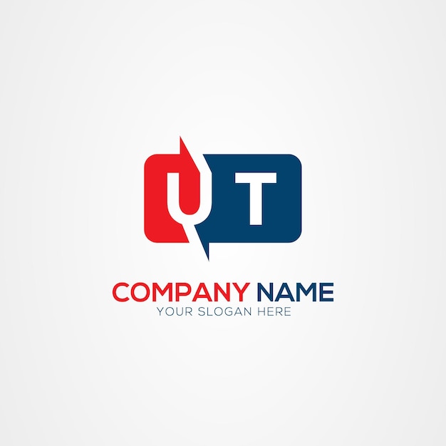 Elemento de diseño del logotipo de UT o TU Creative Modern Letters