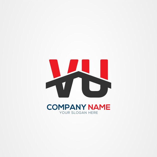Elemento de diseño del logotipo de VU o UV Creative Modern Letters