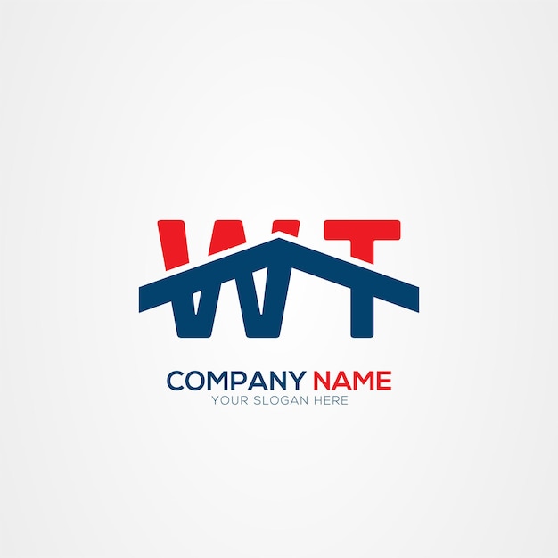 Elemento de diseño del logotipo de WT o TW Creative Modern Letters