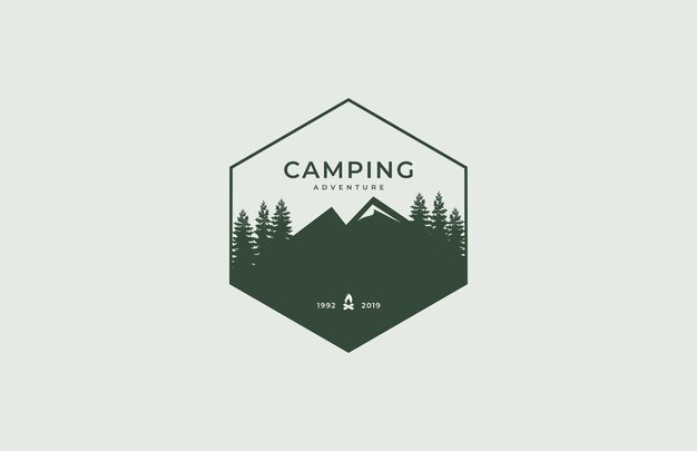 elemento de diseño de logotipos vintage de aventura al aire libre y camping