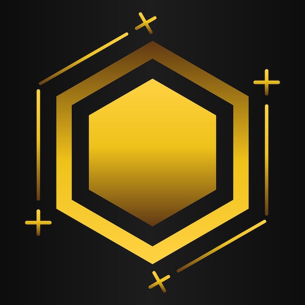 elemento de diseño de lujo de hexágono dorado