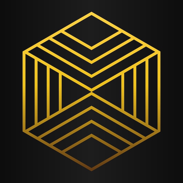 elemento de diseño de lujo de hexágono dorado