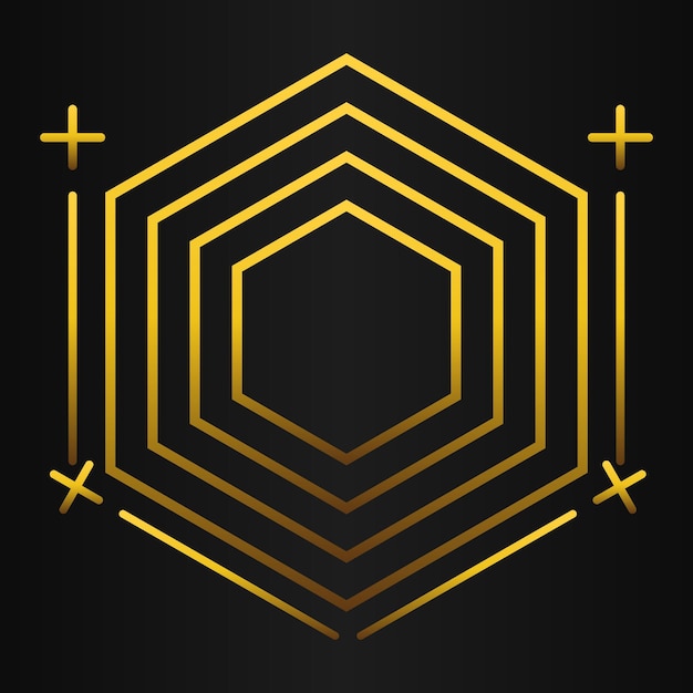 elemento de diseño de lujo de hexágono dorado