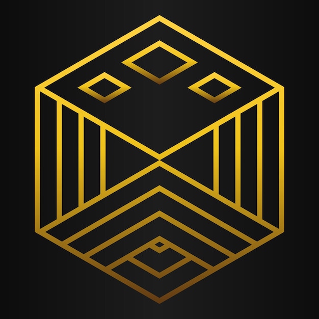 elemento de diseño de lujo de hexágono dorado