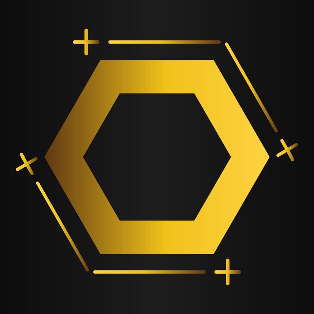 elemento de diseño de lujo de hexágono dorado
