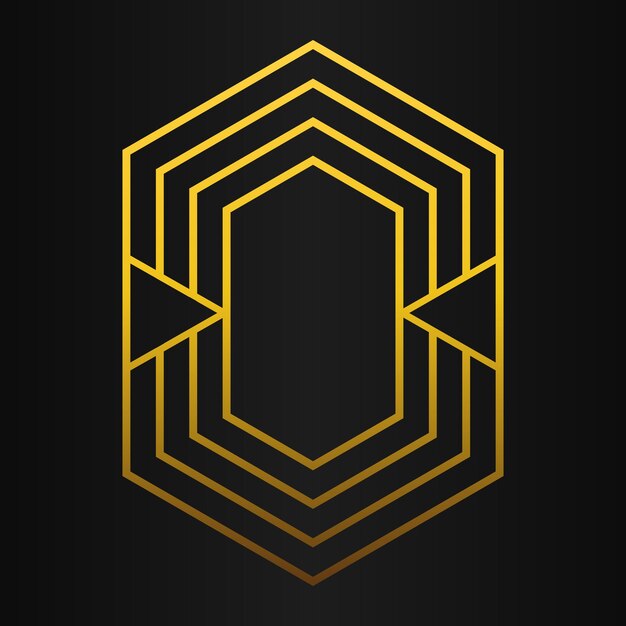 elemento de diseño de lujo de hexágono dorado