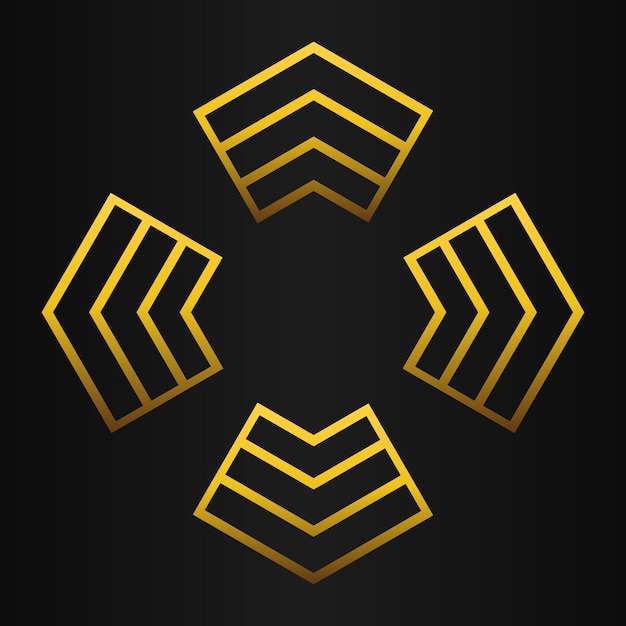 elemento de diseño de lujo de hexágono dorado