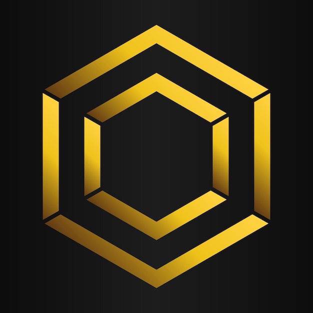 elemento de diseño de lujo de hexágono dorado