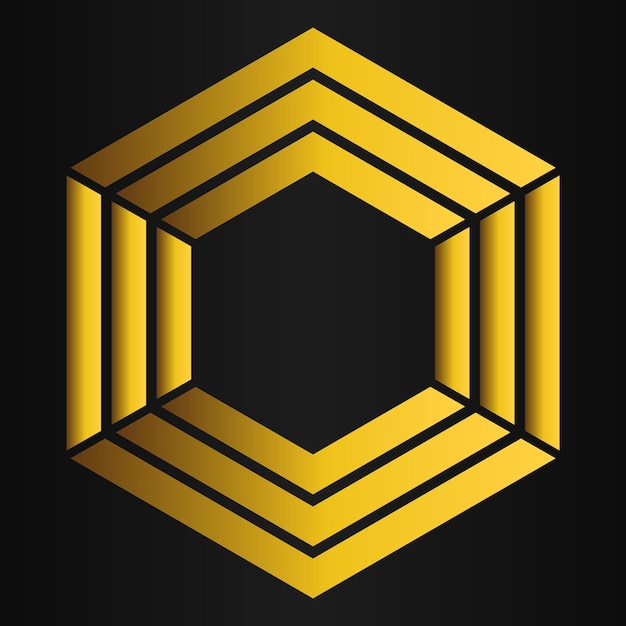 elemento de diseño de lujo de hexágono dorado