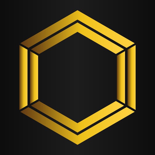 elemento de diseño de lujo de hexágono dorado
