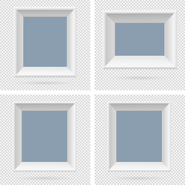 Elemento de diseño de marco de imagen rectangular de presentación con sombra sobre fondo transparente Pared de banner de tablero 3D en blanco limpio aislado Ilustración vectorial EPS 10 para texto de imagen de foto