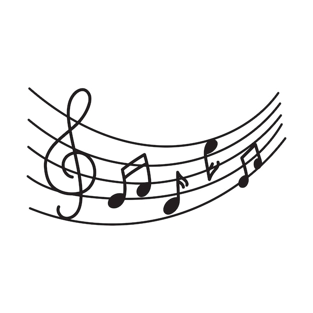 Elemento de diseño de nota musical en estilo doodle