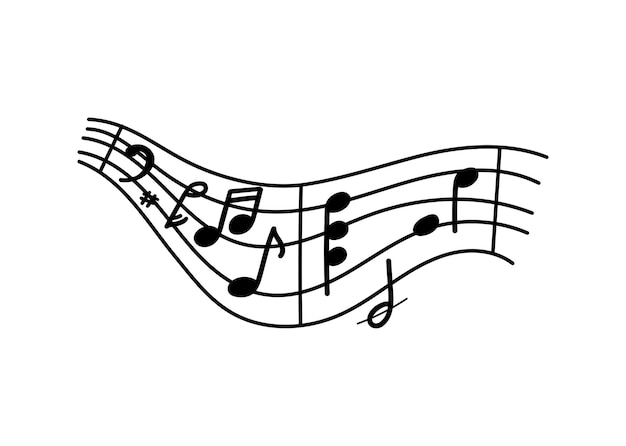 Elemento de diseño de nota musical en estilo doodle