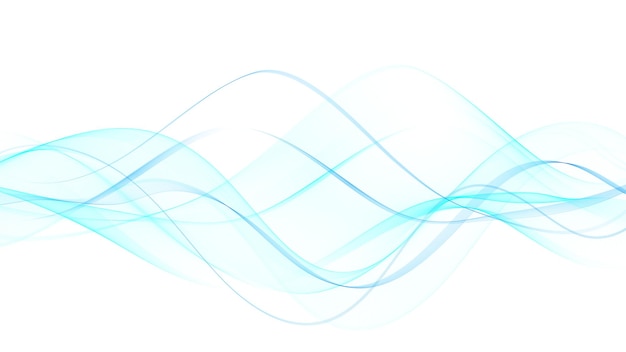 Elemento de diseño de onda abstracta de color azul Líneas azules onduladas sobre un fondo blanco
