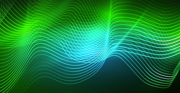 Elemento de diseño de onda de color brillante y brillante en fondo oscuro concepto científico o tecnológico