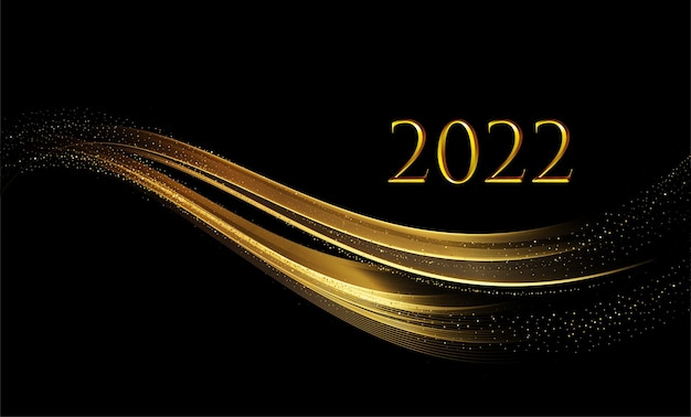 Elemento de diseño de onda de oro de color brillante abstracto de año nuevo