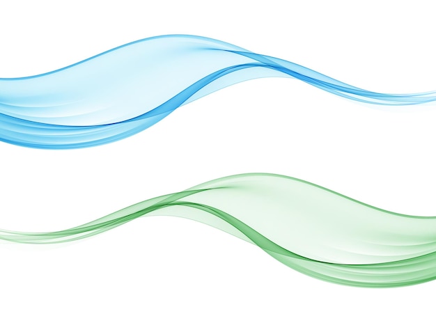 Elemento de diseño de ondas transparentes abstractas azules y verdes