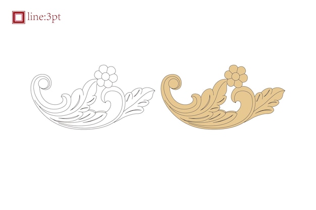 Elemento de diseño de ornamento floral de vid barroca