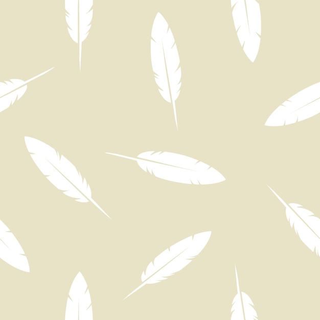 Elemento de diseño de patrón sin costura de plumas de aves beige