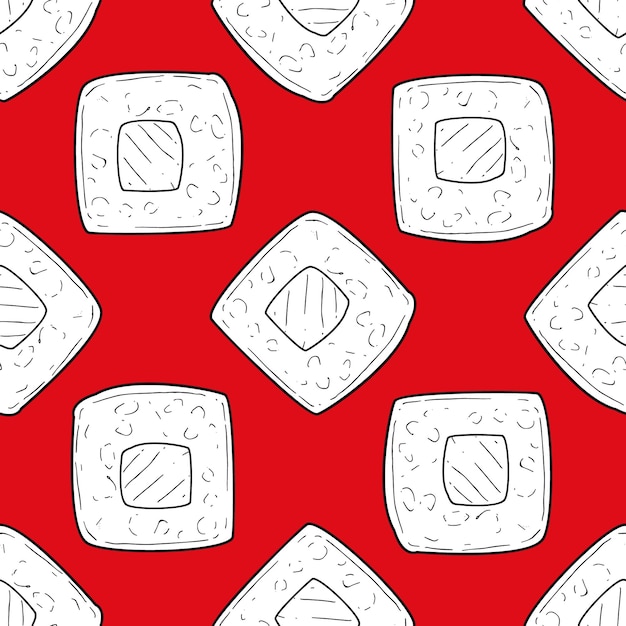 El elemento de diseño de patrón sin costura de sushi con símbolo oriental tradicional se puede usar para la tela