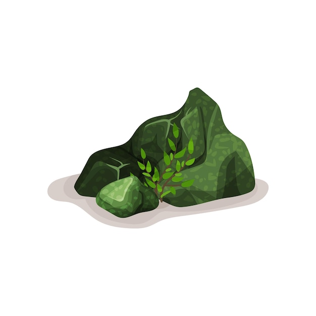 Elemento de diseño de piedra de roca mineral verde del vector de paisaje natural ilustración sobre un fondo blanco