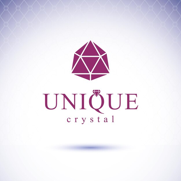 Elemento de diseño de piedras preciosas brillantes vectoriales, emblema de joyería con facetas, logotipo, ilustración de diamantes brillantes.
