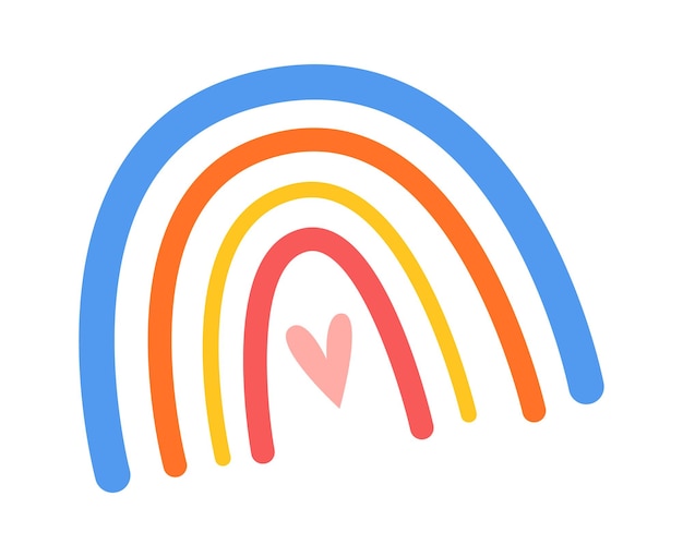 Elemento de diseño plano de arco iris abstracto dibujado a mano