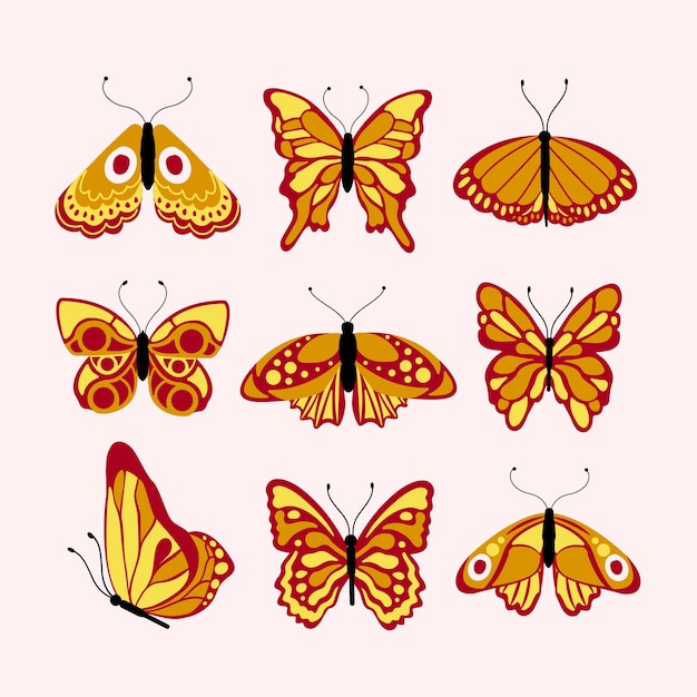 Vector elemento de diseño plano de mariposa