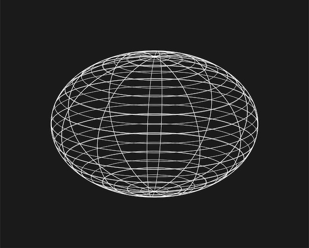 Elemento de diseño punk retro de forma distorsionada cibernética Forma de geometría de onda de estructura metálica sobre fondo negro Ilustración vectorial