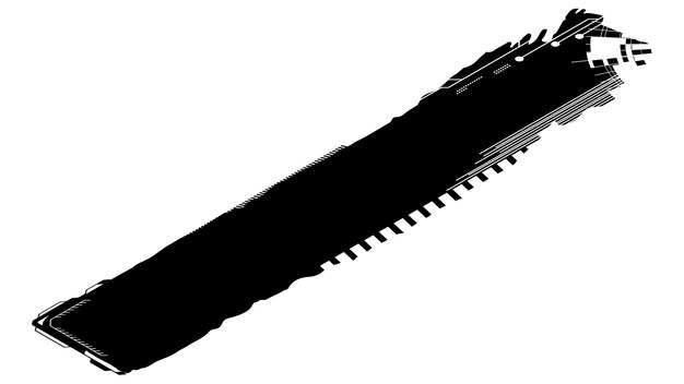 Elemento de diseño rectangular isométrico silueta en estilo tecnológico aislado en placa blanca Long tech