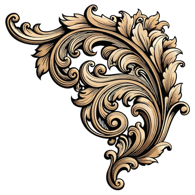 Elemento de diseño de remolino dorado adornado