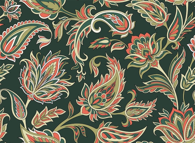 Elemento de diseño de repetición de patrones sin costura de Paisley para imprimir en tela minimalista multicolor