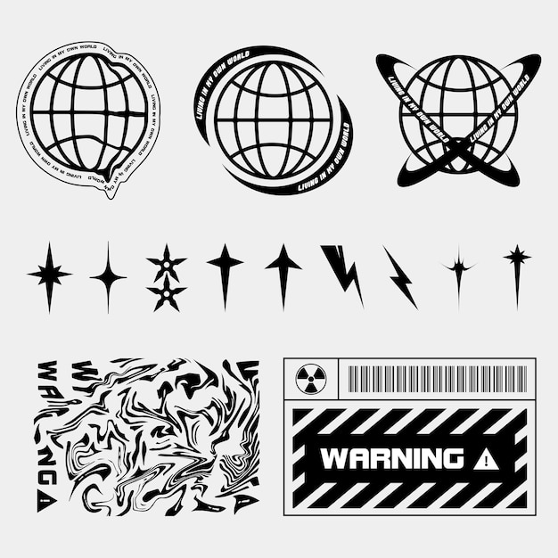 Elemento de diseño de ropa de calle globos de forma abstracta código de barras para el diseño de póster de camiseta, etc.x9