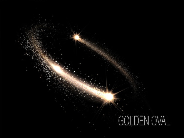 Un elemento de diseño separado un óvalo dorado con un destello brillante
