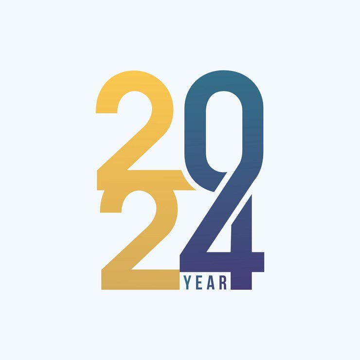 Elemento de diseño de tipografía de texto vectorial de Año Nuevo 2024 diseño de banner de volante