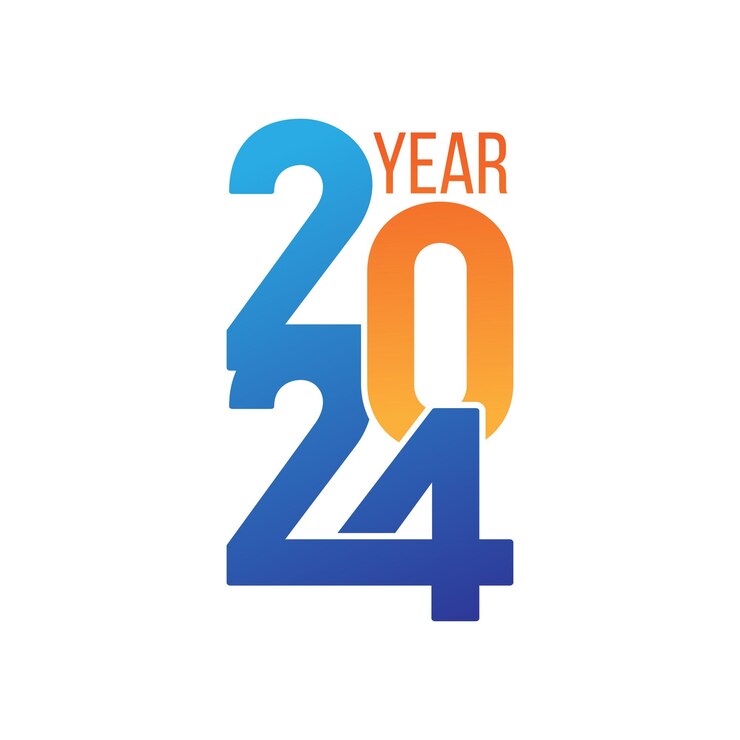 Elemento de diseño de tipografía de texto vectorial de Año Nuevo 2024 diseño de banner de volante