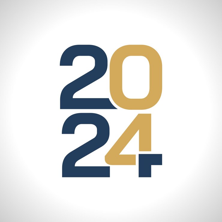 Elemento de diseño de tipografía de texto vectorial de Año Nuevo 2024 diseño de banner de volante
