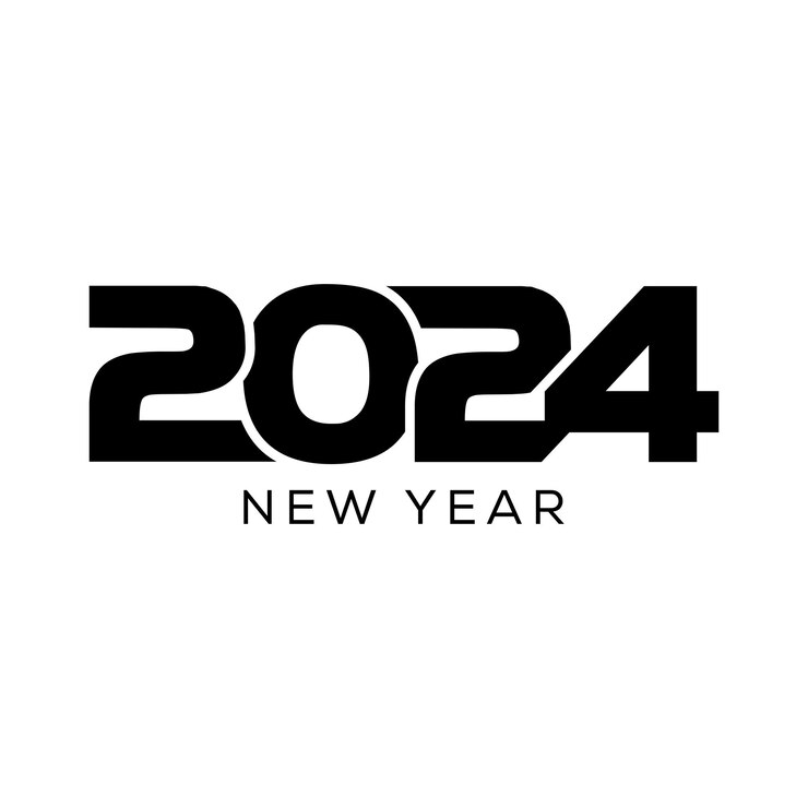 Elemento de diseño de tipografía de texto vectorial de Año Nuevo 2024 diseño de banner de volante