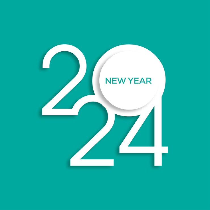 Elemento de diseño de tipografía de texto vectorial de Año Nuevo 2024 diseño de banner de volante