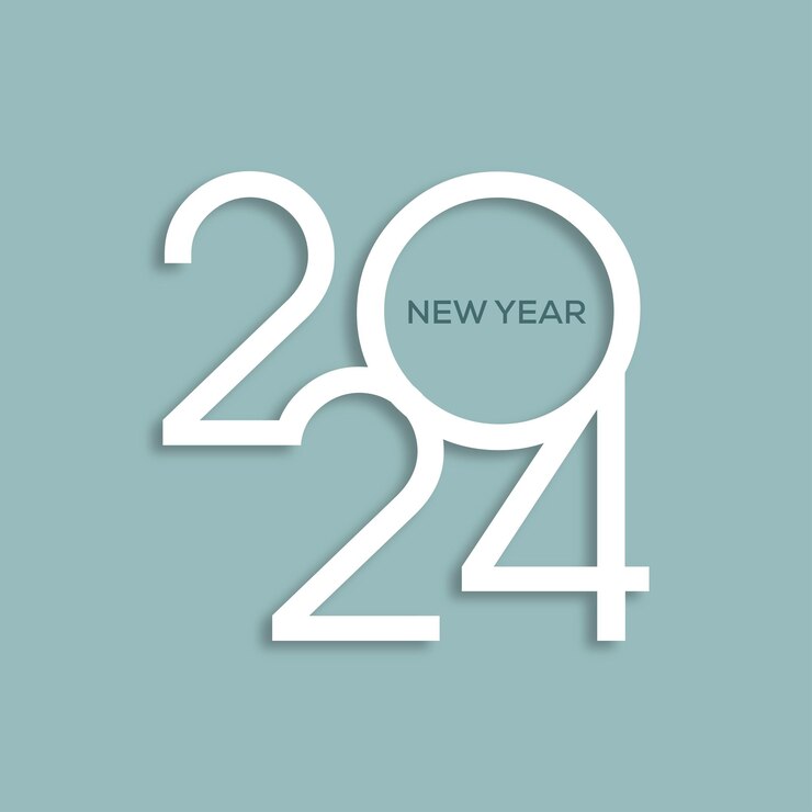 Elemento de diseño de tipografía de texto vectorial de Año Nuevo 2024 diseño de banner de volante