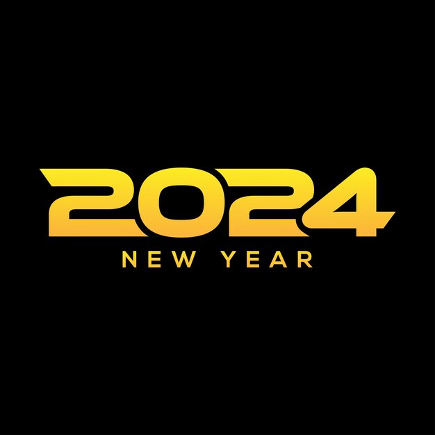 Elemento de diseño de tipografía de texto vectorial de Año Nuevo 2024 diseño de banner de volante