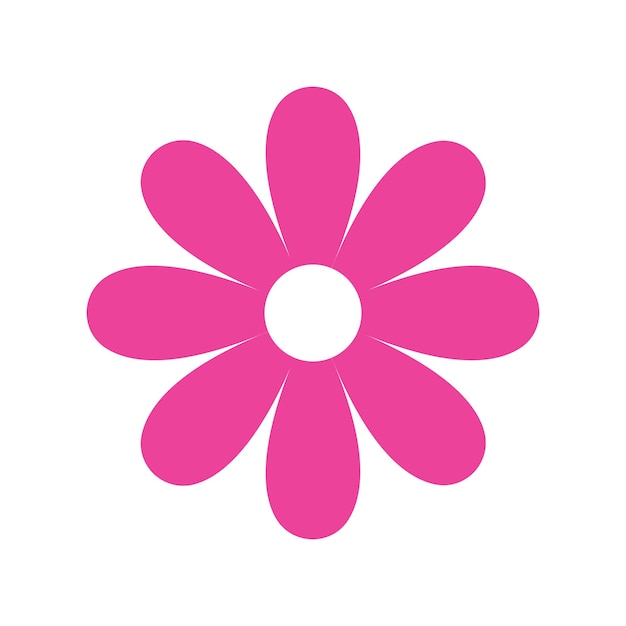 elemento de diseño de vector de icono plano de flor rosa caliente simple símbolo