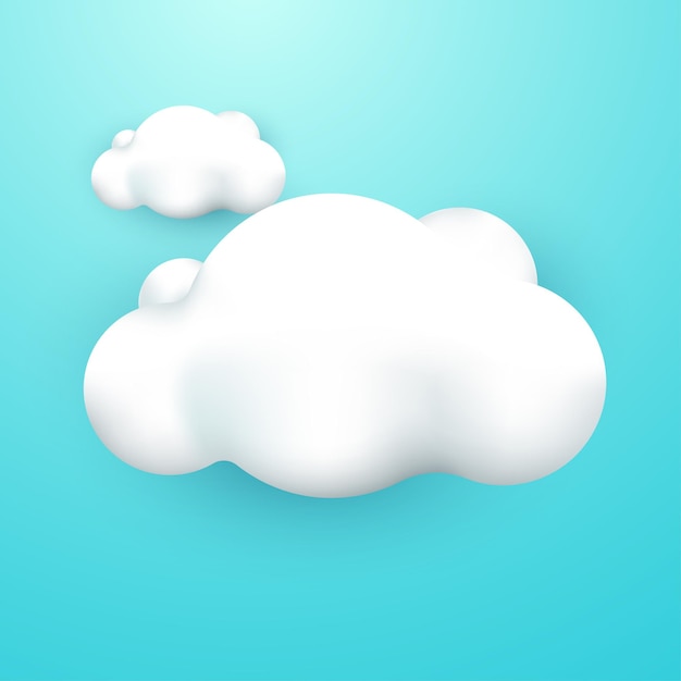 Elemento de diseño de vector de nube 3d con cielo azul