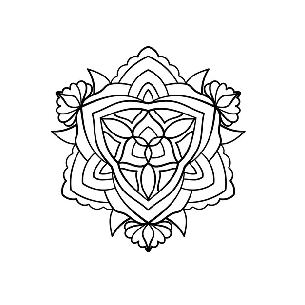 Elemento de diseño vectorial dibujado a mano ornamental decorativo mandala floral elemento de página de libro para colorear