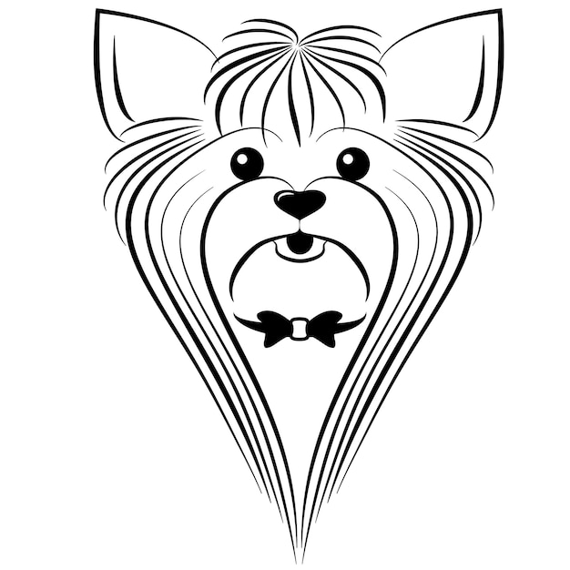 Vector elemento de diseño vectorial diseño lineal del hocico de un yorkshire terrier