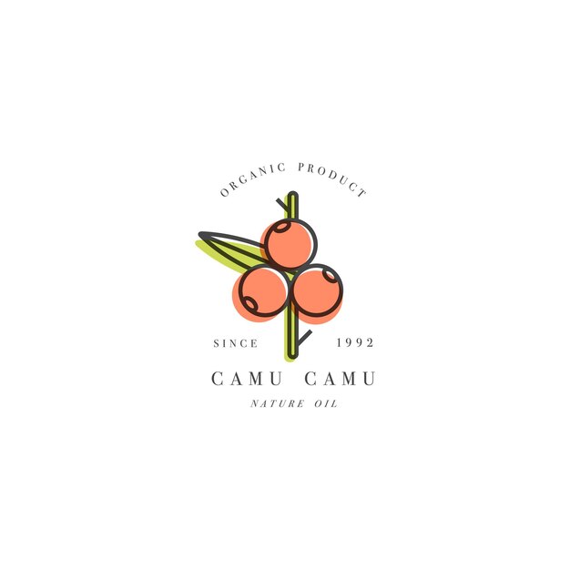 Elemento de diseño vectorial e icono en estilo lineal camu camu berry comida ecológica saludable Ingrediente orgánico
