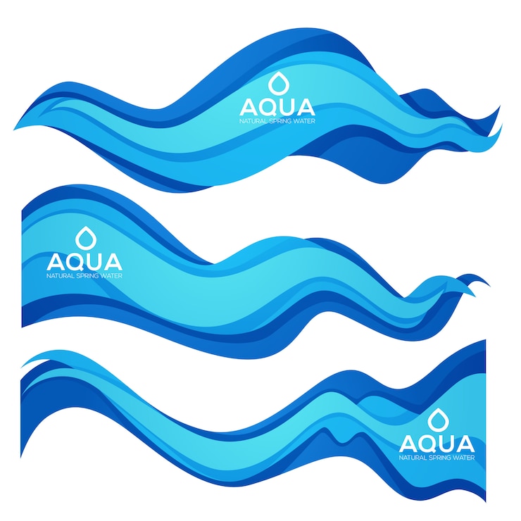 Vector elemento de diseño vectorial de flujo de agua aqua flow para sus etiquetas modernas de agua dulce, emblemas y folletos